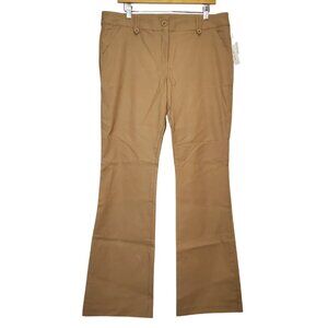 Womens Khaki Flared Pants 2X Color Swatch Button Closure